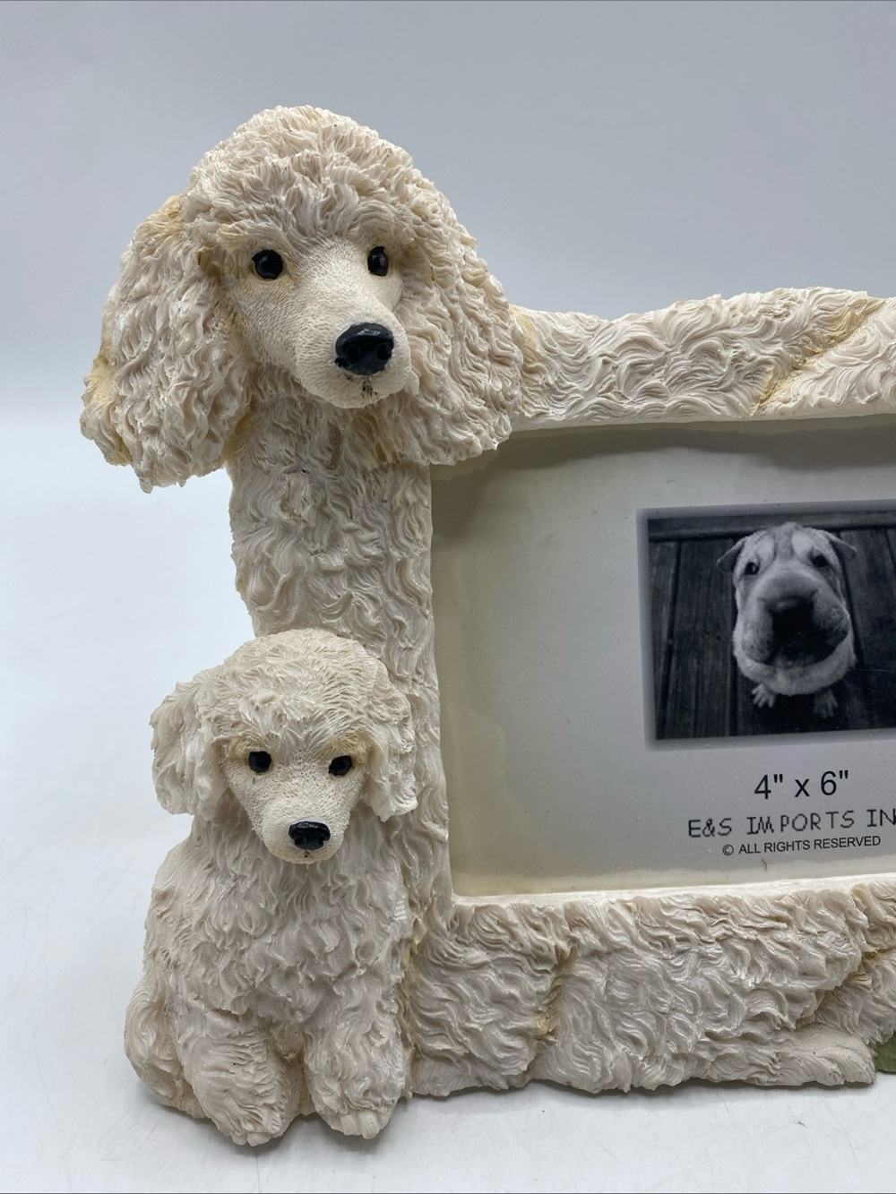 Poodle Picture Frame Resin 4x6 Photo Holder figurine 3D Textured Dog Pet - Picture 2 of 8